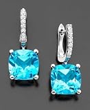 14k White Gold Blue Topaz (7-1/3 ct. t.w.) & Diamond (1/10 ct. t.w.) Earrings