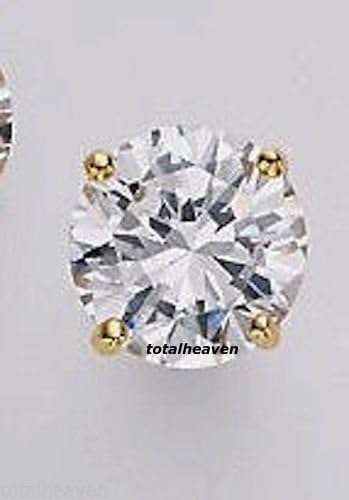 14k Yellow Gold 5mm (0.20") Single CZ Stud Earring Round Brilliant Cut 0.50 Carat Mens Half a Pair (1 piece)