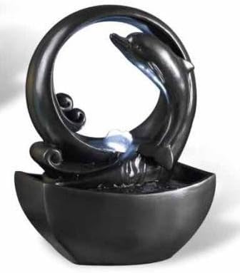 Indoor 9"h Black Dolphin Decorative Table Top Fountain