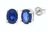 41 dOxoigFL. SL160  2.10Ct Oval Genuine Sapphire Stud Earrings in 14Kt White Gold