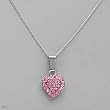 Heart Necklace With Genuine Crystals Crafted in Pink Enamel and 925 Sterling silver Length 18in
