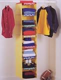 Canvas 7 Day Hanging Closet Organizer, 7 Shelves for Clothing. Yellow with Colorful Days of the Week tags. (1 Each)