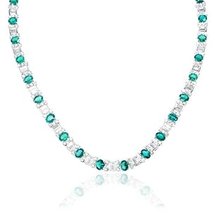 Diamond and Emerald 18k White Gold Necklace
