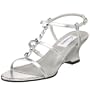 Dyeables Women's Chloe T-Strap Wedge Sandal,Silver Metallic,6 W US