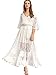 Milumia Women's Bohemian V Neck Lace Splicing Maxi Dress