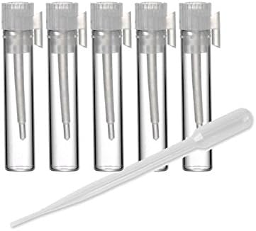 Grand Parfums 1ml Empty Perfume Glass Vials Bottles Samplers Vial 8x35mm, + FREE Pipette Count of 50
