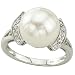 14K White Gold Pearl & Diamond Ring
