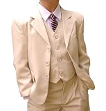 Kinderanzug dunkelbeige uni 5-tlg. Sakko+ Hose+ Weste+ Hemd+ Krawatte