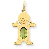 14K Boy 6x4 Oval Genuine Peridot-Aug