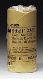 6 Stickit Gold P220 Grade Sanding Discs- 75 Disc Roll - 3M Automotive Products - 1208