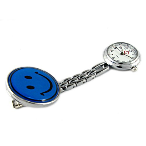 Youyoupifa Cute Smile Face Pocket Quartz Nurse Watch (Blue)