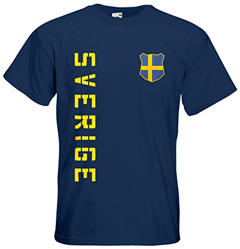 Schweden Sverige EM 2016 T-Shirt Trikot (Navyblau, XL)