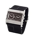 Nike Oregon Series Square Leather Analog Watch - Black Black Dark Silver - WA0054-093 by Nike