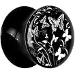7mm Black Acrylic Black White Flight Of The Butterfly Saddle Plug