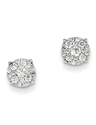 14k White Gold Diamond Round Post Earrings