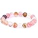 Qitian 10mm Genuine Onyx Gemstone Crystal Beads Bracelets Stretch Handmade Elastic Strand Bracelet Set of 5