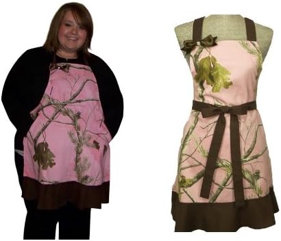 Realtree Pink Apron, Womens Pink Realtree APC Ruffled Bling Bow Redneck Apron