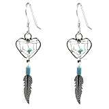 Dream Catcher Turquoise Heart Earrings Sterling Silver