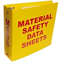 Brady 2025 3" Diameter Rings, Polyethylene, Red On Yellow Color Standard MSDS Binder, Legend "Material Safety Data Sheets"