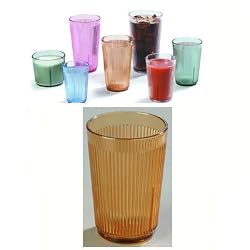 Carlisle 16 oz Crystalon Stack All Ribbed Texture Break-Resistant SAN Dishwasher Safe Tumbler Color: Amber / Quantity: One Dozen (12)