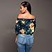 Sunward(TM) Women Sexy Strapless Off Shoulder Sleeve Embroidered Blouse (Large, Blue)