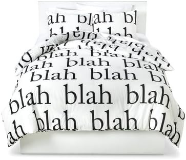 Teen Scene Black and White 100% Cotton Queen Comforter and 2 Shams Set (3 Piece Bedding) Blah Blah Blah