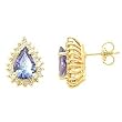 14K Yellow Gold Tanzanite and Diamond Earrings