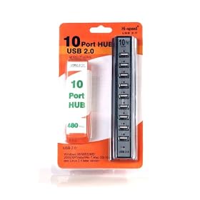 10 Ports USB 2.0 Hub avec power actif (1) * Windows 7 / MAC compatible* High Speed performance jusqu'� 480 M/bits Mbps * avec 3,5 amp�re * Concentrateur (hub) - 10 x Hi-Speed USB - Ordinateur de bureau