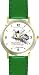 Habit 1 - Imagination Is (English Text) - DELUXE TWO-TONE WATCH from THE 7 HABITS - WATCH COLLECTION BY WATCHBUDDY&reg; - Arabic Numbers - Green Leather Strap-Size-Children's Size-Small ( Boy's Size & Girl's Size )