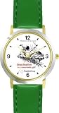 Habit 1 - Imagination Is (English Text) - DELUXE TWO-TONE WATCH from THE 7 HABITS - WATCH COLLECTION BY WATCHBUDDY&reg; - Arabic Numbers - Green Leather Strap-Size-Women's Size-Small