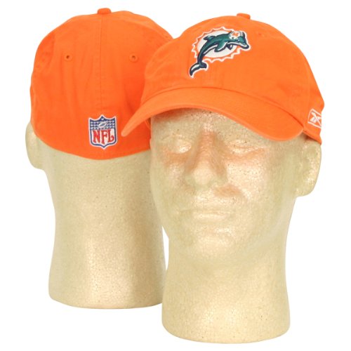 Miami Dolphins Classic Slouch Style Fitted Hat (Orange) -Large
