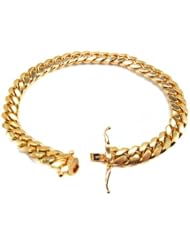 14k Italy Yellow Gold 5.1mm Miami Cuban Curb Link Chain Bracelet 8" Inches
