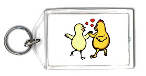 Keychain with body, individuals, individual, dancing, couple, humans, chickens, person, dance, human, persons, romance, birds, people, love
