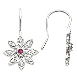 14K White or Yellow Gold Ruby and Diamond Earrings -- OTHER GEMS AVAILABLE