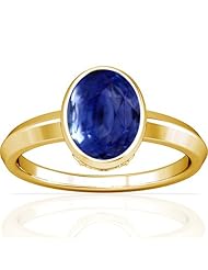 18K Yellow Gold Oval Cut Blue Sapphire Womens Astrological Ring