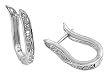 Sterling Silver Huggie Hoop Earrings with Clear CZ - 5mm x 13mm
