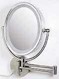 Zadro Lighted Oval Wall Mirror with Dimmer and 1X - 8X Magnification, Satin Nickel Finish