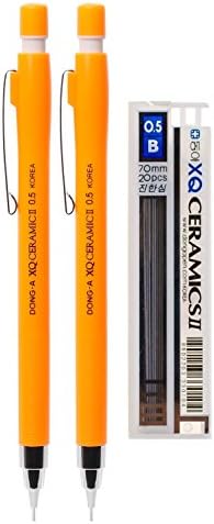 DONG-A XQ Ceramic II Mechanical Pencil Bundle with Lead Refill, 0.5mm, Orange (2-Pack)