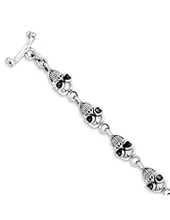 Sterling Silver Skull Bracelet, Best Quality Free Gift Box Satisfaction Guaranteed