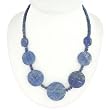 EXP Handmade Blue Lapis Lazuli Necklace With Antiqued Silver Beads
