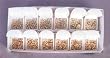 Rosary Display with 12 First Communion Faux Pearl Rosaries (6 Silver Plated, 6 Gold Plated) in Gift Boxes