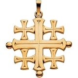 14k Yellow Gold Jerusalem Cross Pendant 27x26mm - JewelryWeb