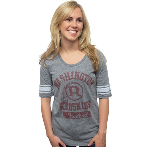 Junk Food Clothing Women's Washington Redskins Vintage Triblend Short Sleeve Crew,Steel ,XL