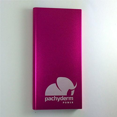 Pachyderm POWER 10,000mAh Ultra Slim, Dual USB, Portable Battery Charger External Battery Pack Power Bank (Color: DEEP PINK/WHITE LOGO)