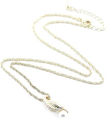 1 PCS Pendent XLBP393 Cubic Zirconia in 18K Gold Filled White CZ Stones Pearl Leaf Long Chain Choker Vintage Neck Bib Collar Lady Beauty