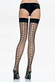 Lycra Crochet Net Thigh High With Keyhole Back Seam