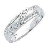 14K White Gold Mens Round-cut Diamond Wedding Ring Band (0.06 CTW., G-H Color, SI Clarity)