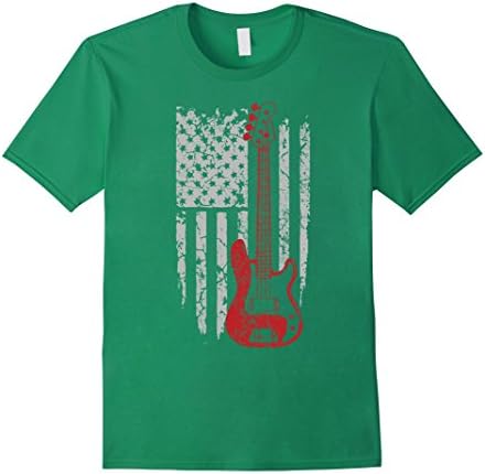 Men's Guitar US Flag Shirt * Medium Kelly Green
