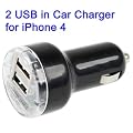 LUPO Micro 2.1A 2 Port USB Car Charger Adapter for iPod iPhone iPad Mobile SatNav - BLACK