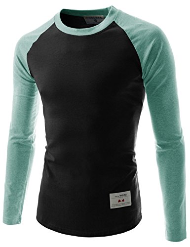 Unisex Slim Fit Casual Round Neck Long Sleeve Contrast Raglan Tshirts